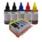 KIT 5 CARTUCCE RICARICABILI AUTORESETTANTI PER CANON CLI 8 / PGI 5 CON CHIP + 5 X 100ml INCHIOSTRI DI RICARICA