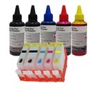 KIT 5 CARTUCCE RICARICABILI AUTORESETTANTI PER CANON CLI551 / PGI550 CON CHIP + 5 X 100ml INCHIOSTRI DI RICARICA